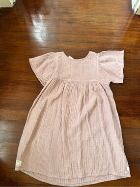 Girls' Casual Pink Gauze Dress
